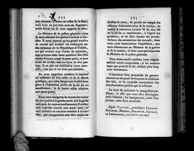 Les administrateurs du département de Maine-et-Loire aux administrations municipales de son arrondissement