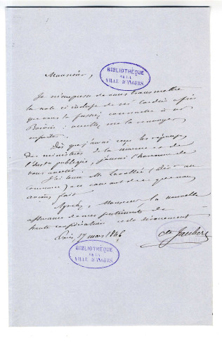 Correspondance du comte Jaubert [a Pierre-Jean David d'Angers et a Charles Gaudichaud]