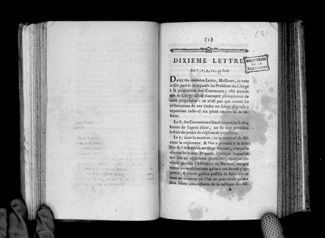 Dixième lettre. Les 7, 8, 9, 10 et 12 juin