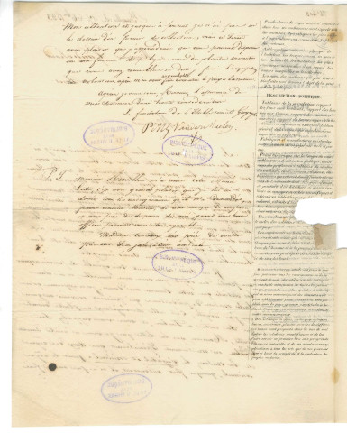 Correspondance de Vandermiaelen, géographe [à Gaudichaud]