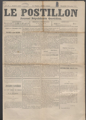Le postillon. 9 déc. 1883 (1re année, n° 47)