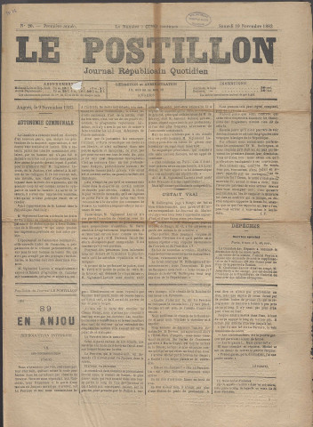 Le postillon. 10 nov. 1883 (1re année, n° 20)