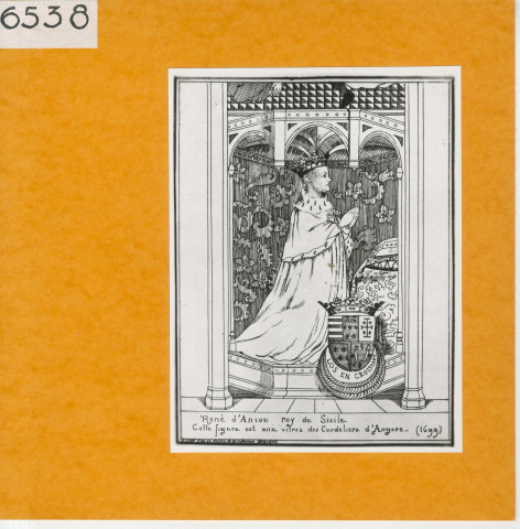 Angers : Couvent des Cordeliers, vitrail (Atlas Célestin Port, planche 80, gravure)