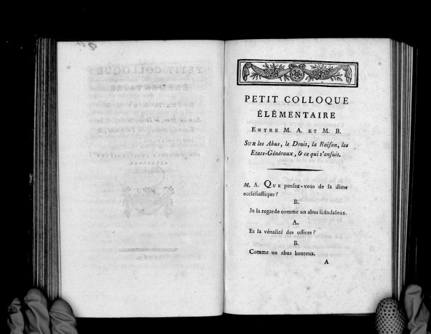 Petit colloque élémentaire entre M. A et M. B, par un vieux jurisconsulte allobroge