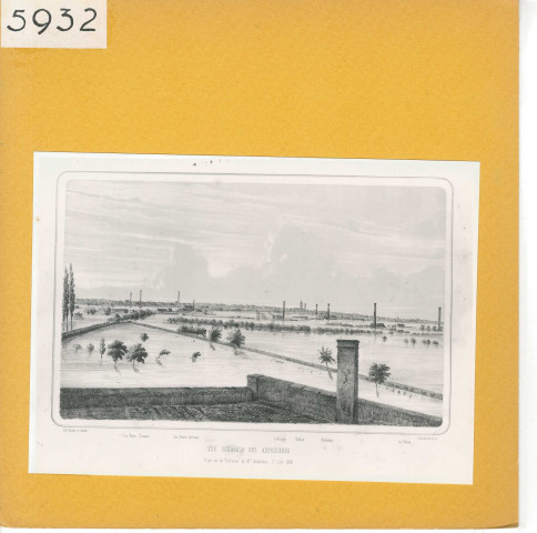 Trélazé : Inondations (Vue générale des Ardoisières, Juin 1856)