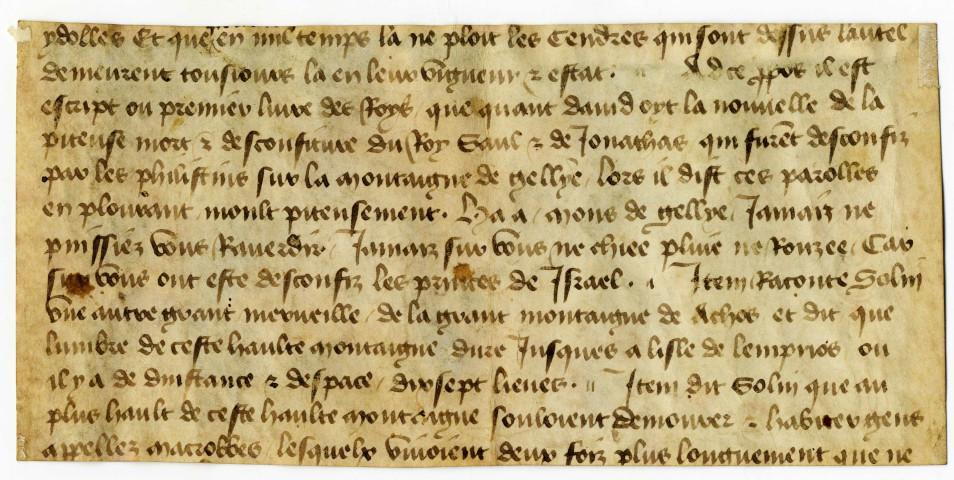 Livre des Merveilles du monde ou secrets de l'histoire naturelle, feuillets découpés de l'île de Mélos et de la terre de Média, enluminés par le maître de Marguerite d'Orléans