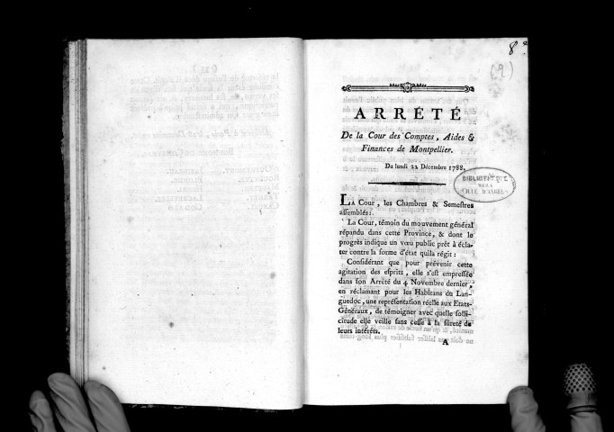 Arrêté de la Cour des comptes, aides et finances de Montpellier