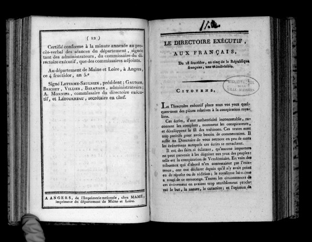 Le Directoire exécutif aux Français