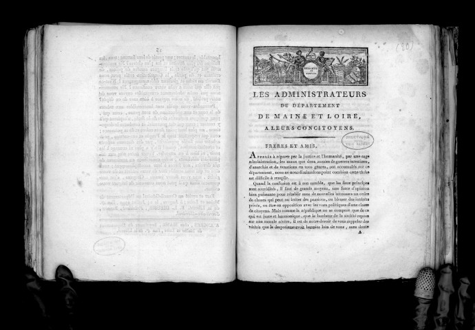 Les administrateurs du département de Maine-et-Loire à leurs concitoyens (26 floréal an III), Signé : Coulonnier, Leterme-Saulnier, Brichet, Bardet, Couillion-Mamert, Bodinier, Villier et Letourneau
