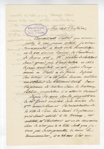 Correspondance de Auguste Caristie [à Pierre-Jean David d'Angers]