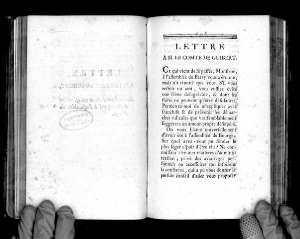Lettre à M. le comte de Guibert, sur le précis de ce qui est arrivé à son égard à l'assemblée du Berry