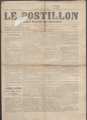 Le postillon. 3-4 janv. 1884 (2e année, n° 3)