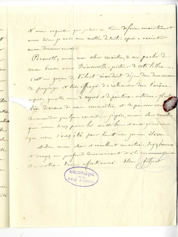 Correspondance de Hébert [à Pierre-Jean David d'Angers]