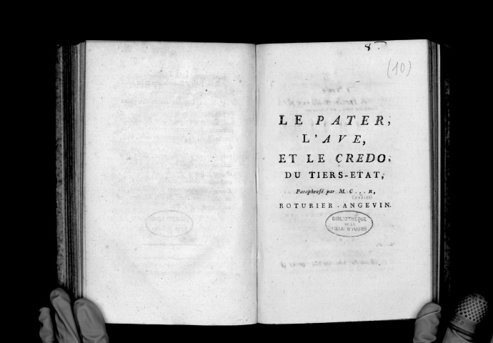 Le Pater, l'Ave et le Credo du tiers-état, paraphrasé par M. C...r (Cordier), roturier angevin