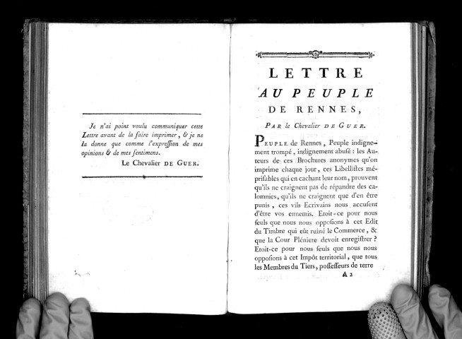 Lettre au peuple de Rennes, par le chevalier de Guer