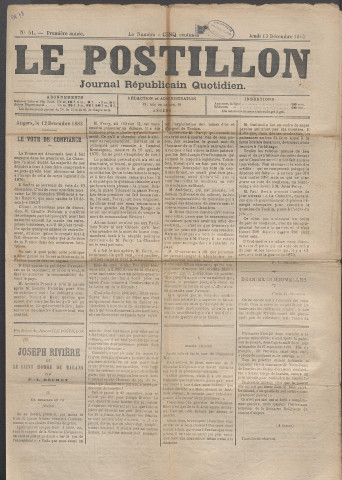 Le postillon. 13 déc. 1883 (1re année, n° 51)