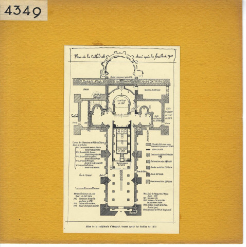 Angers : Plan de la cathédrale, reproduction
