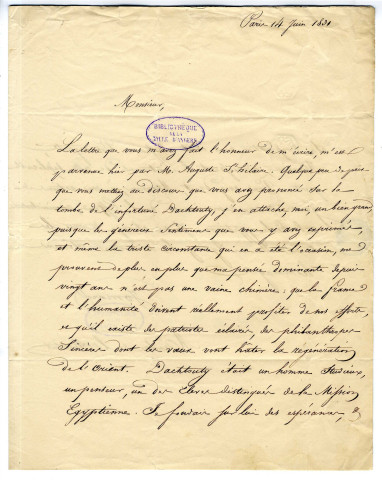 Correspondance de Jomard [à Lallemand et à Pierre-Jean David d'Angers]