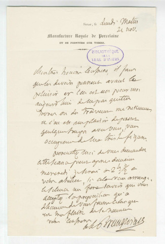 Correspondance de Adolphe Brongniard [à Pierre-Jean David d'Angers et Charles Gaudichaud]
