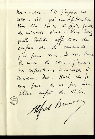Lettres d'Alfred Bruneau à Jean Huré