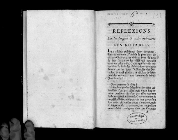 Réflexions sur les longues et utiles opérations des notables