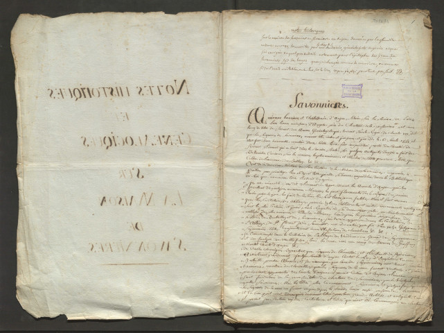 « Notes historiques et généalogiques sur la maison de Savonnières. » Copie faite par Audouys en 1780