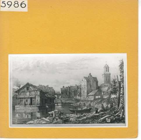 Angers : Canal du Rideau avec, au fond, le pont des Tanneries