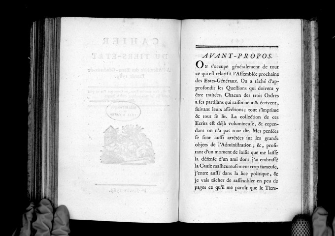 Cahier du tiers-état à l'assemblée des Etats-Généraux de 1789