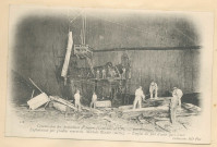 128. Les Fresnais, puits n°18. Exploitation par gradins renversés, méthode Blavier (mixte). Emploi du filet d'acier pare-éclats