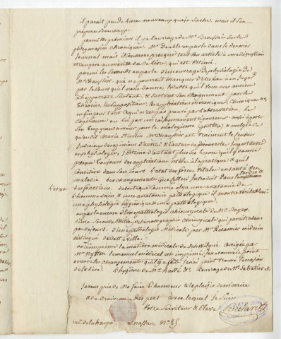 Correspondance de Pierre-Augustin Béclard [à M. Maillocheau]