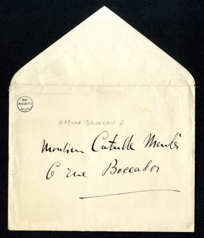 Lettre d'Alfred Bruneau à Catulle Mendès (écrivain, 1841-1909)
