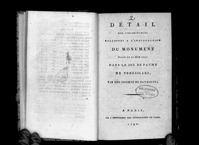 Détail des circonstances relatives à l'inauguration du monument placé le 20 juin 1790