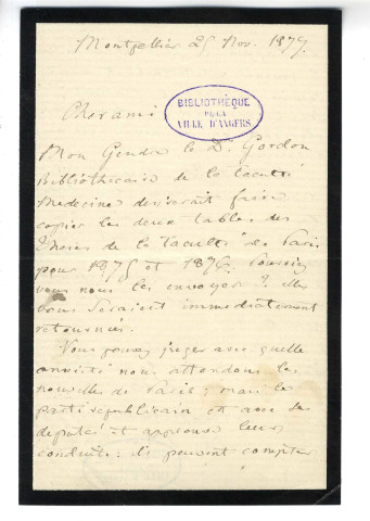 Correspondance de Ch. Martins [à Gaudichaud]