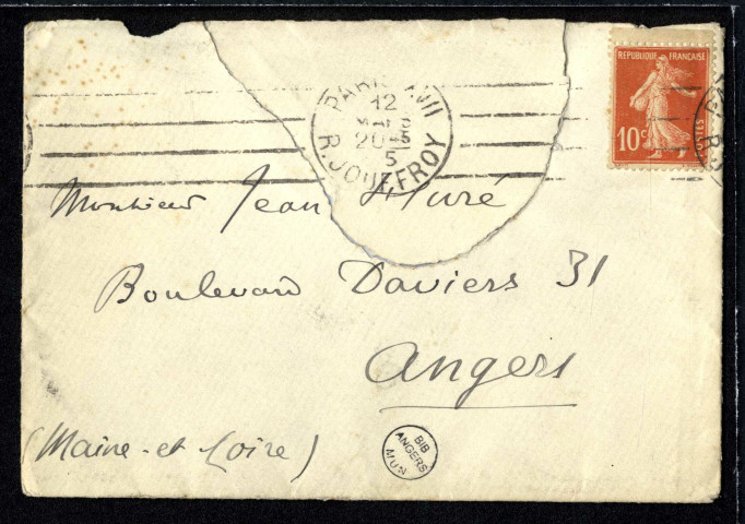 Enveloppes vides destinées à Jean Huré