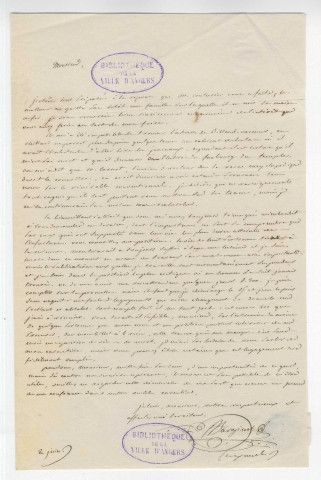 Correspondance de Alexandre Pierre Barginet [à Pierre-Jean David d'Angers]