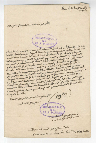 Correspondance de Mathieu-Antoine Bouchaud, professeur au collège de France [à Lakanal]