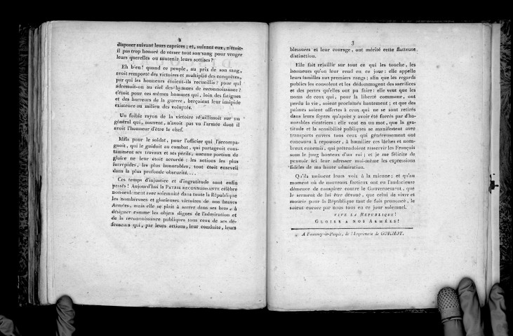 Discours prononcé par A.-F. Letellier, commissaire spécial du pouvoir exécutif de la République française, le décadi 10 prairial, à la célébration de la fête nationale de la Reconnaissance et des Victoires, à Fontenay-le-Peuple en Vendée