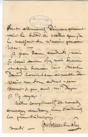 Correspondance de la comtesse de Salin Diaz