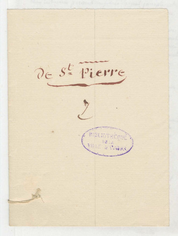 Correspondance de Bernardin de Saint-Pierre [à Lakanal]