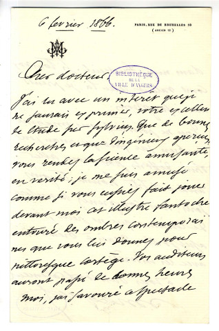 Correspondance de Maquet [au docteur ?]