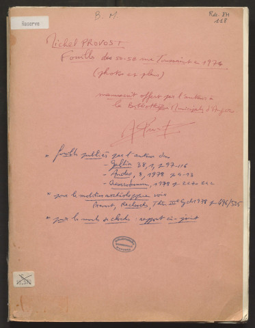 Fouilles des 50-52 rue Toussaint en 1974