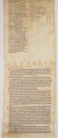 Cartulaire de l'abbaye de Notre-Dame du Ronceray, en six rouleaux opisthographes.« Sextus rotulus »: longueur 5,400 m. Soixante-seize chartes, table en tête. La première peau est en mauvais état.