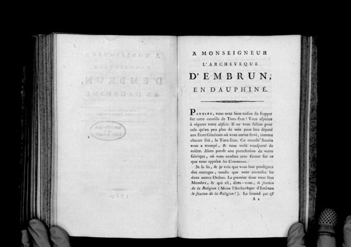 A Monseigneur l'Archevêque d'Embrun, en Dauphiné