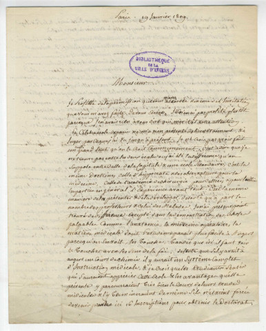 Correspondance de Pierre-Augustin Béclard [à M. Maillocheau]