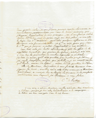 Correspondance du comte de Tristan à Richard, membre de l'Académie royale des sciences