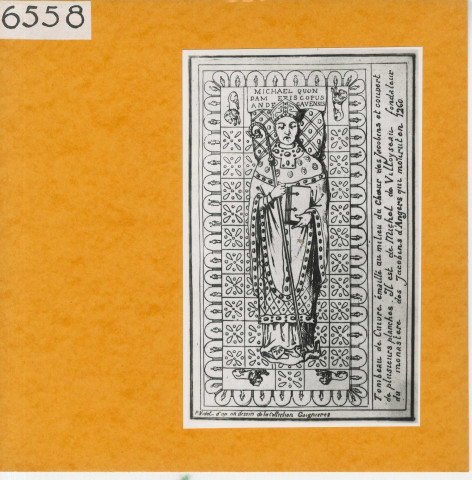 Angers : Couvent des Jacobins, tombeau de cuivre émaillé (Atlas Célestin Port, planche 100, gravure)