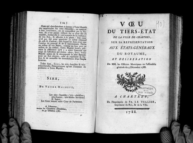 Voeu du tiers-état de la ville de Chartres sur sa représentation aux Etats-Généraux du royaume
