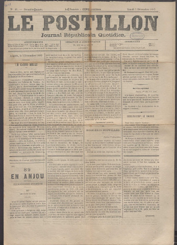 Le postillon. 3 déc. 1883 (1re année, n° 41)