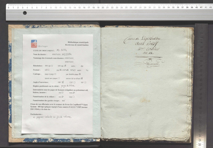 Cours de législation, droit positif, 4ème cahier, an IX