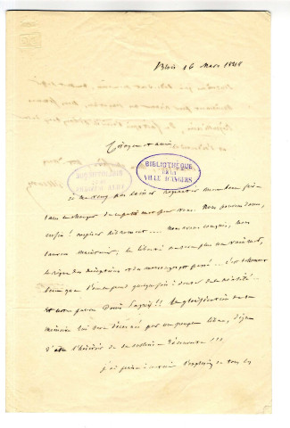 Correspondance de Ducoux avec Pierre-Jean David d'Angers